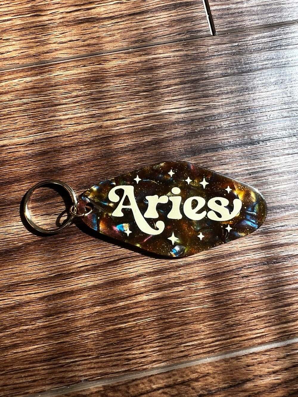 Aries Horoscope Astrology Sign Zodiac Brown Motel Keychain